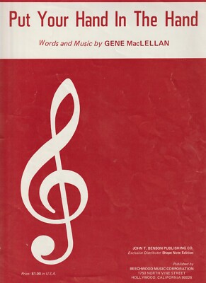 1970 Put Your Hand in the Hand Words and Music Gene MacLellan Sheet Music