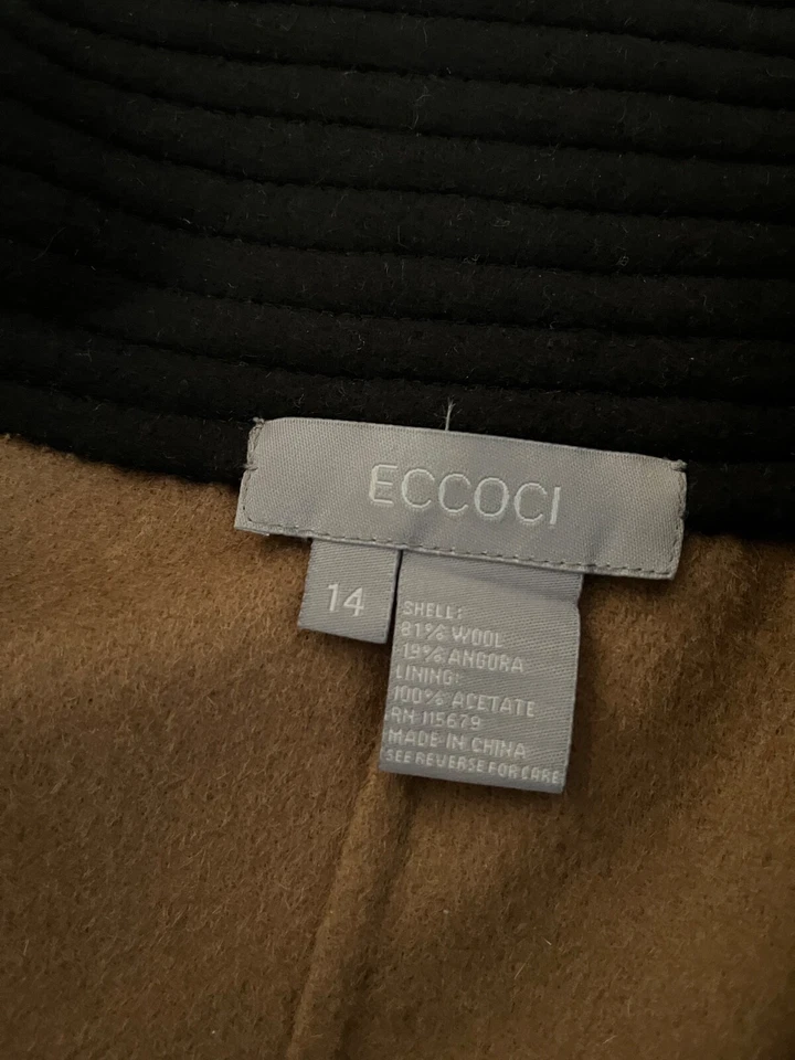 Chaqueta Abrigo Eccoci Negra Lana Guisante Talla 14 Foto 3 de 4