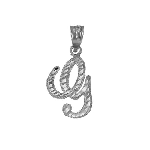 Collar colgante de plata de ley con letra de corte brillante con escritura inicial - Imagen 15 de 30
