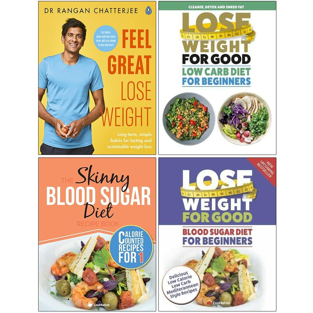 Feel Great, Low Carb Diet ,Skinny Blood, Sugar Diet 4 Books Collection Set