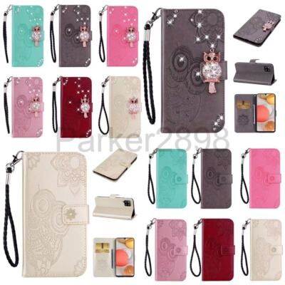 Hülle für Samsung Galaxy Note 20 10 Ultra Plus XCover Leder Wallet Eulen Muster