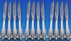 Grande Baroque Wallace Sterling Silver Steak Knife Set 12pc Original Bevel 9 3/8