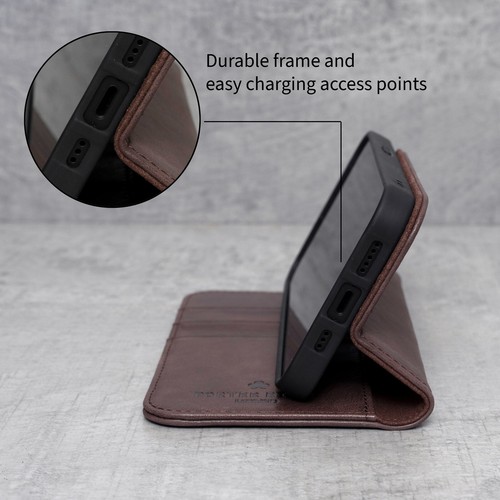 PORTER RILEY - iPhone 11 (6.1") Genuine Leather Stand / Cover / Wallet Case - Picture 9 of 25