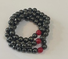 Hematite Magnetic Bead set 2 Bracelets Elastic Stretch Men Women Pain Relief Red