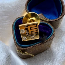 Vintage 10k Solid Yellow Gold and Diamond Enron Employee Pin