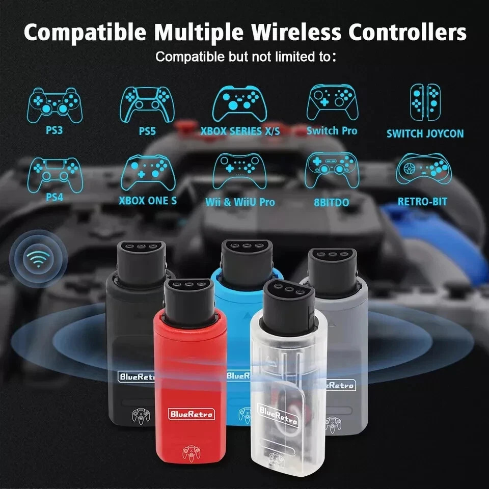 64 Controller Adapter Bluetooth Wireless Controller Receiver Adapter For (Nintendo 64) N64 ...