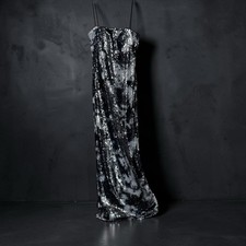 Muse by Marchesa Strapless Sequin Maxi Dress Black Silver White Size 0