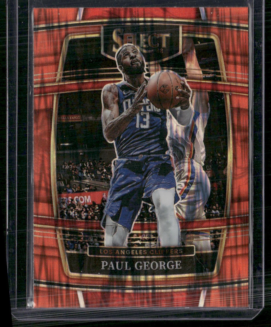 2021-22 Panini Select #14 Paul George Orange Flash Prizms