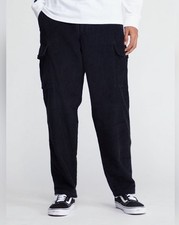 Vans Black Corduroy Loose Tapered Fit Cargo Pants Size 36