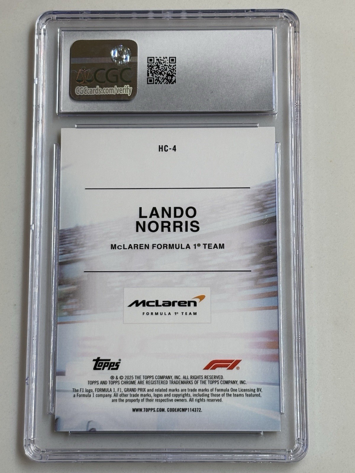 Lando Norris Topps Chrome Logofractor F1 Helmet Yellow 2 /75 #HC4 CGC 10 McLaren view 3