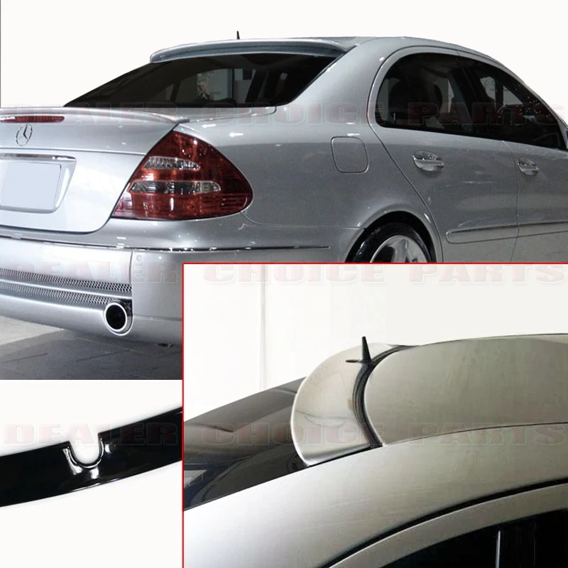 Alerón de techo para Mercedes-Benz W211 Clase E 2003-2009 con orificio de antena NEGRO BRILLANTE Foto 2 de 4