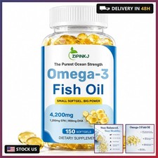 Omega-3 Fish Oil Supplements 4200mg Triple Strength, Mini Softgels, High Purity