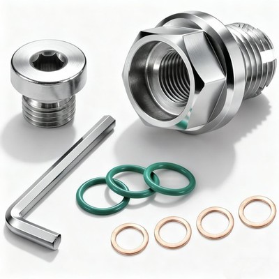 M16.1-1.5 x 15mm Self Tapping Oil Drain Plug Oversize Piggyback Stainless Ste...