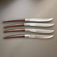 VTG Ekco Eterna Canoe Muffin 4 Pcs Steak Knife Set No Notch Handle