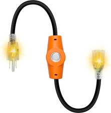 MAXKOSKO 1PC 120V 15A Temperature Controlled Extension Cord, Heat Orange 