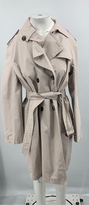 Weekend MaxMara Womens Taupe Double Breasted Cotton Trench Jacket sz 12