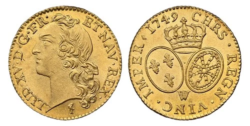 FRANCE. Louis XV 1749-W AV Louis d'Or. NGC MS65 Lille. Friedberg 464
