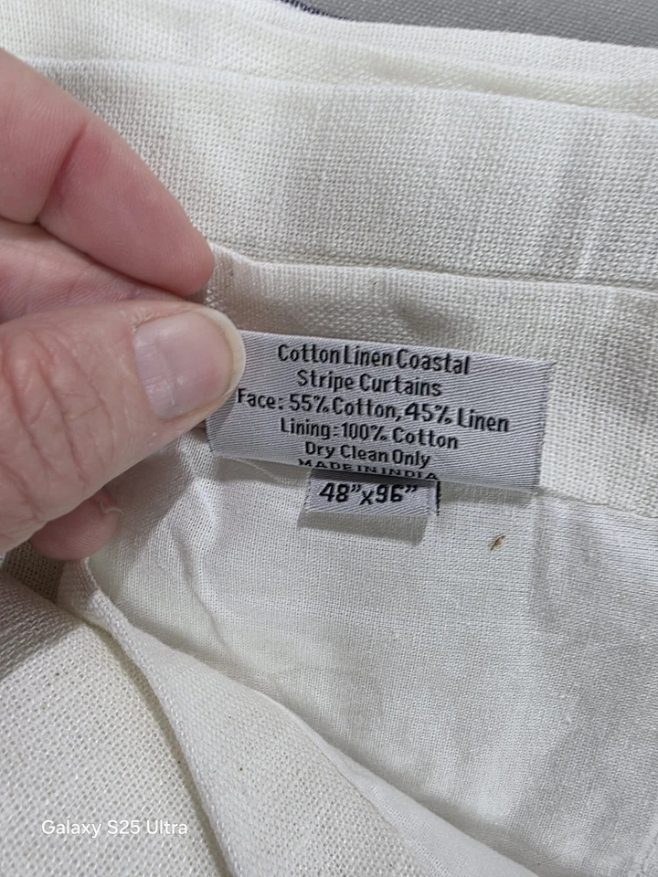 NWOT Quince Coastal Stripe Linen Cotton Curtain 48x96 ONE Panel Charcoal Classic - Image 3 of 3