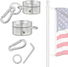 1" Flag Pole Rings 2 Pcs Anti Wrap Flag Pole Clips Swivels 360° Rotating Pole