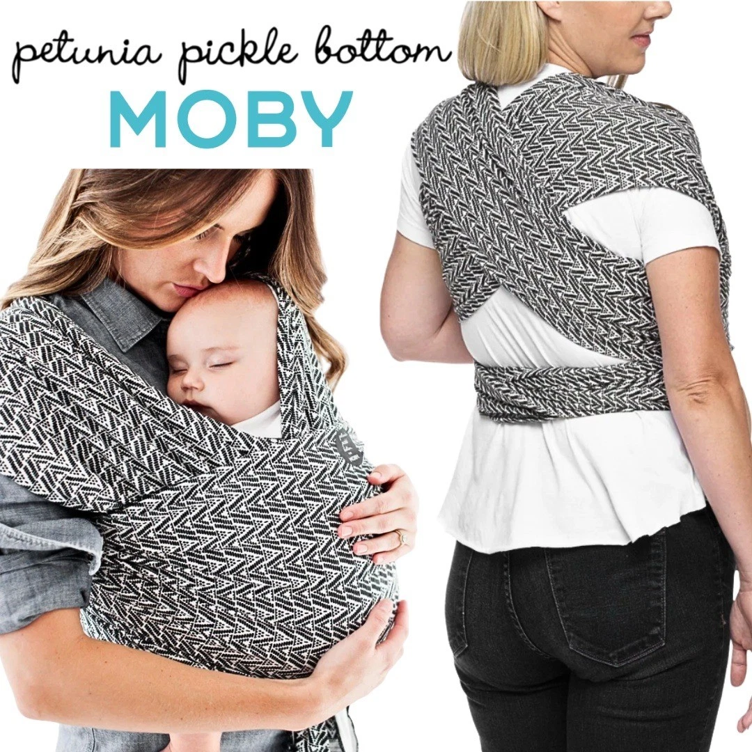 Petunia Pickle Bottom x Moby, Wrap Baby Carrier Starry Night Black White Chevron