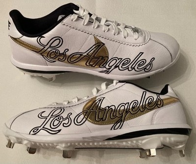 Mens 11.5 Nike Lunar Cortez 2022 Los Angeles White Baseball Cleat CV5565-101 NEW