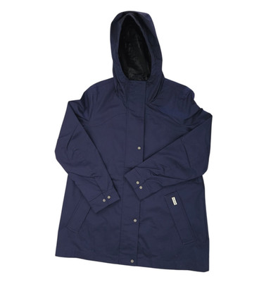 Hunter Womens Hooded Water Resistant Cotton Smock Rain Jacket Navy