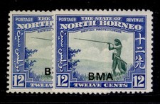 NORTH BORNEO GVI SG327 + 327a, 12c SHADE VARIETIES, LH MINT. Cat &pound;30.