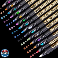 Nicecho Metallic Markers Pens, 26 Colors Medium Tip Metallic Markers for Blac