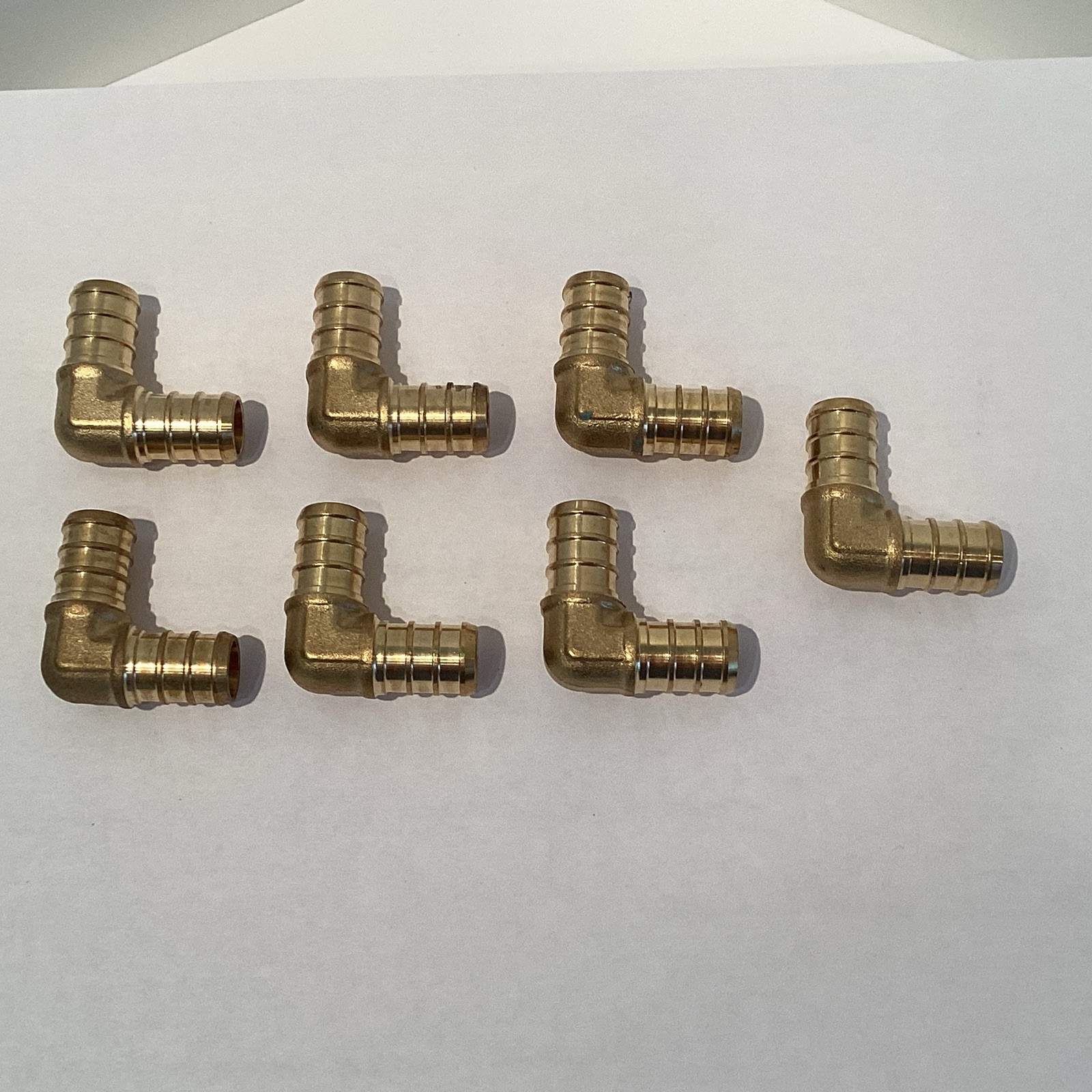 7 Pack Pex Barb Crimp Brass Fittings 1/2" X 1/2” Elbow