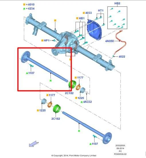 15-20 Ford F150 XL Super Cab 4x4 eje de transmisión lateral derecho anillo engranaje 8,8 Foto 2 de 4