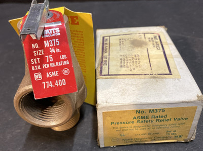 Watts Regulator Water Pressure Safety Relief Valve, 3/4'' M 375 M1 075 (SKU...