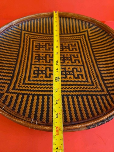 VTG Yekuana INDIAN Tribe Amazon Rainforest Flat Weave Wa'Pa Basket Frogs 16"D - Picture 12 of 12
