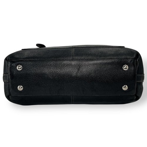 COACH Black Leather Tote Shoulder Embossed Logo Hand Bag DDP USA Shipping 4296 - Bild 6 von 7