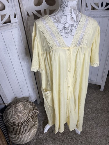 Vintage Kelly Reed Nightgown Women’s Light Yellow Cottagecore Prairie Sz 24 Plus - Picture 2 of 7