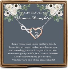 OKEYCH Bonus Daughter Gift From Step Mom Dad, To My Stepdaughter Necklace