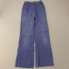 Vintage 70s Blue Bell Bottom Pants Navy Zipper Fly USA Hippie Size 24x31