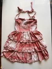 American Eagle floral Patchwork Pink 3 tiered smocked sundress Tie Straps Medium