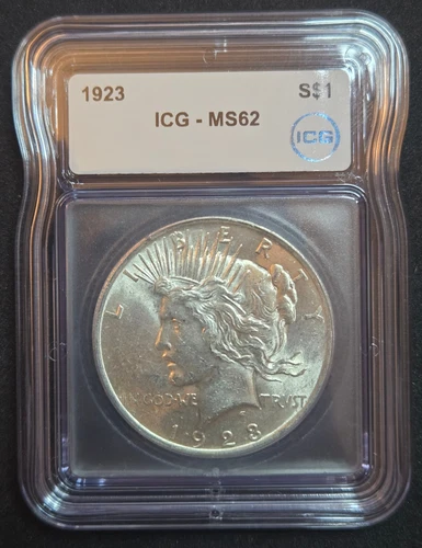 1923 Peace Silver Dollar $1 ICG MS62 – Uncirculated Classic U.S. Silver Coin