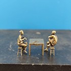 1/64 Scale Brass Miniature - Two Drinking Grandpa Figurines with Table & Chairs