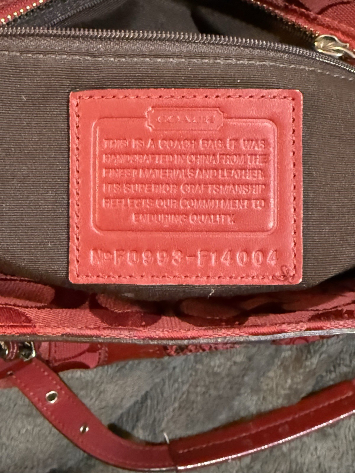 Coach Patchwork Red Leather, Canvas & Suede Shoul… - image 12