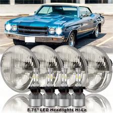 4pcs 5.75 5-34 Dot Led Headlights-hilo Drl For Chevy-chevelle 1964-1970