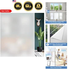 Frosted Privacy Window Film Static Cling UV Heat Blocker Glass Sticker 23.6x7...