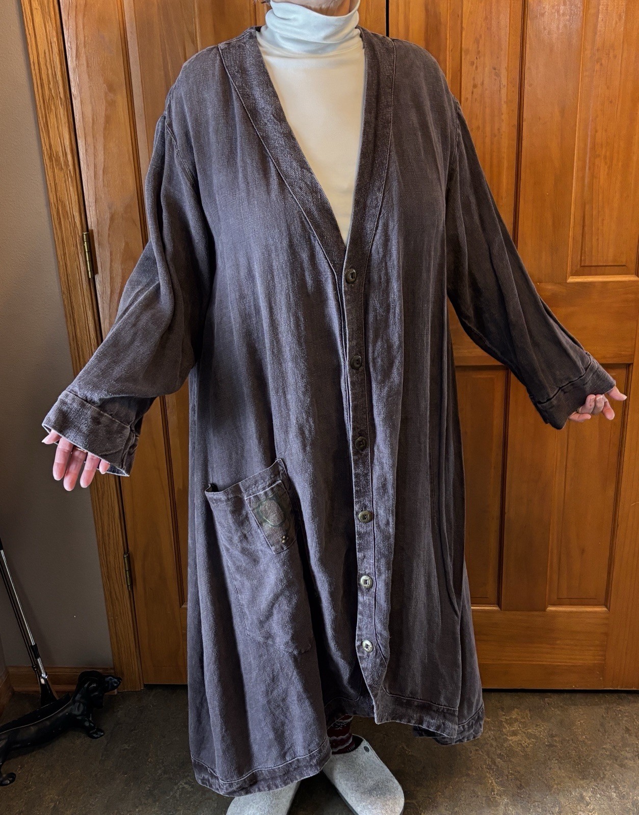 Yr 2000 Blue Fish Women’s all Hemp Griffin Coat Size 2 Loam Faded But Funky