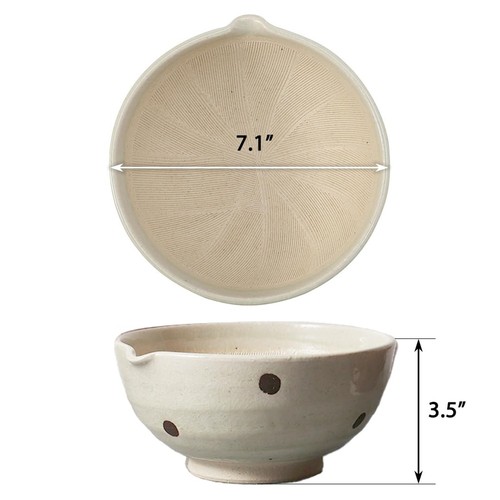 TIKUSAN Japanese Ceramic Ripple Ridge Mortar & Pestle Suribachi Bowl and Suri... - Picture 6 of 9