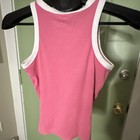 Old Navy GIRLS Pink Ribbed Knit Love Logo Tank Top White Trim Round Neck Size L — photo 3