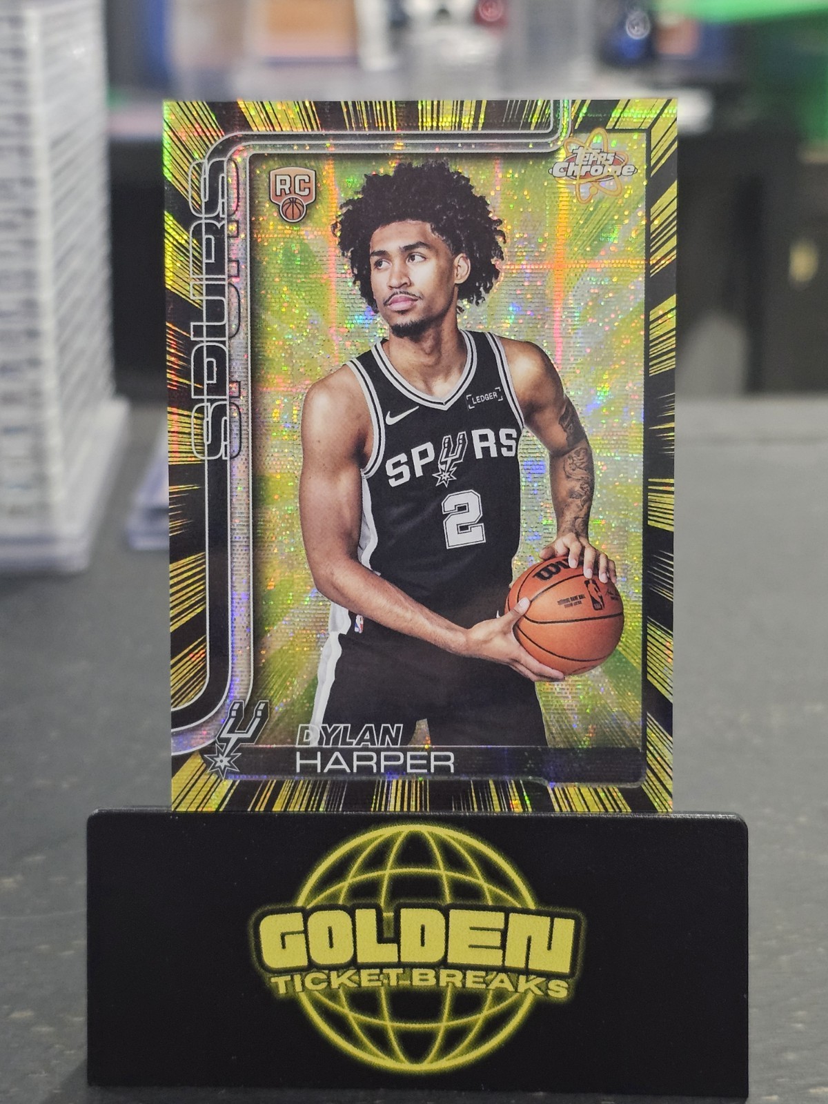 2025 Topps Chrome Dylan Harper Radiating Rookies Case Hit #RR-2 Spurs RC