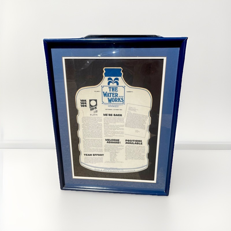 Kentwood The Water Works Framed Advertising Sign Blue White 1985