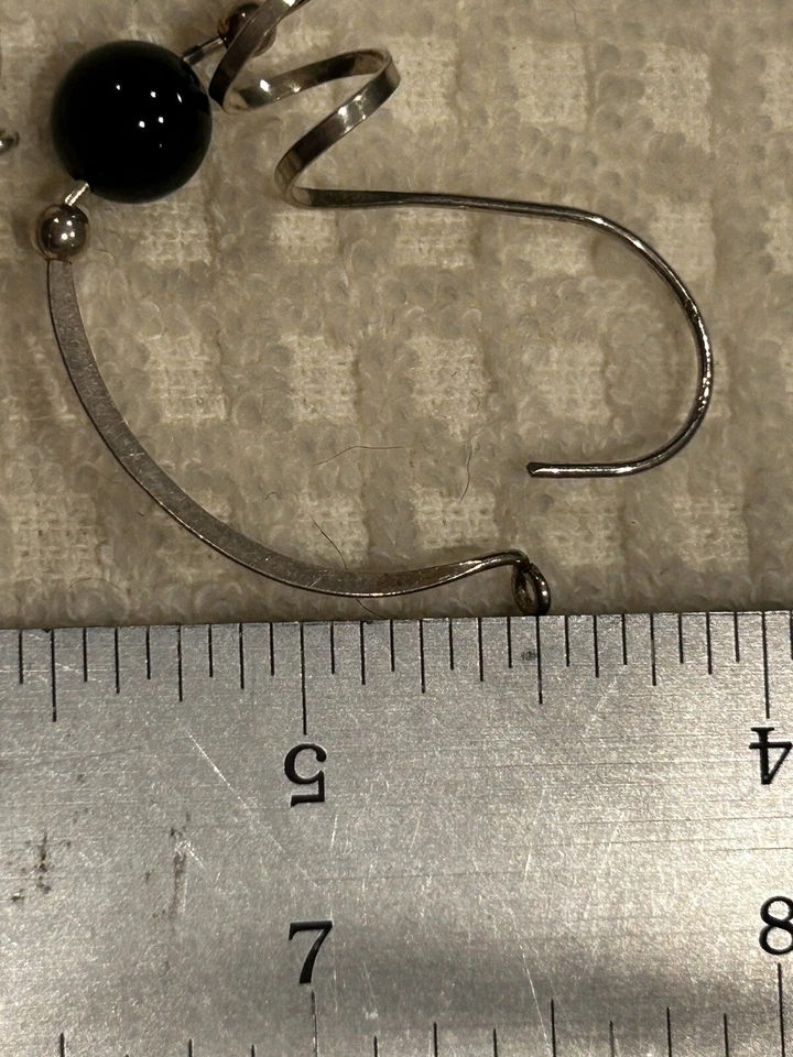 Silver Swirl Earrings With Obsidian Beads - Изображение 4 из 4