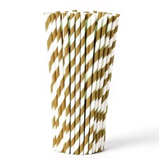 Biodegradable Paper Drinking Straws Retro Vintage Stripe Party Wedding Birthday
