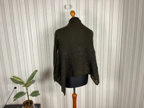 Sarah Pacini Brown Mesh Knit Mohair Mix Open Cardigan One Size - Picture 5 of 8